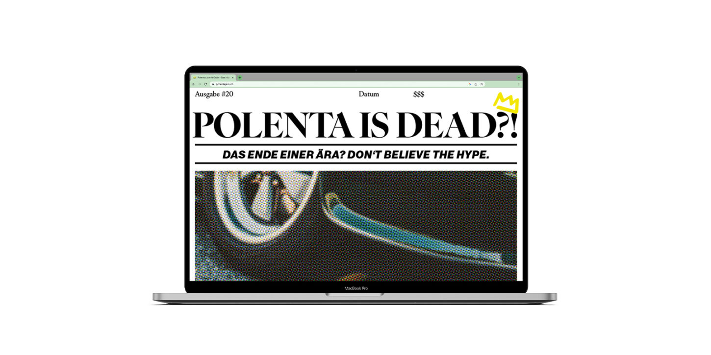 Die neue Website für die 20. Ausgabe der Polenta Jam auf Laptop.