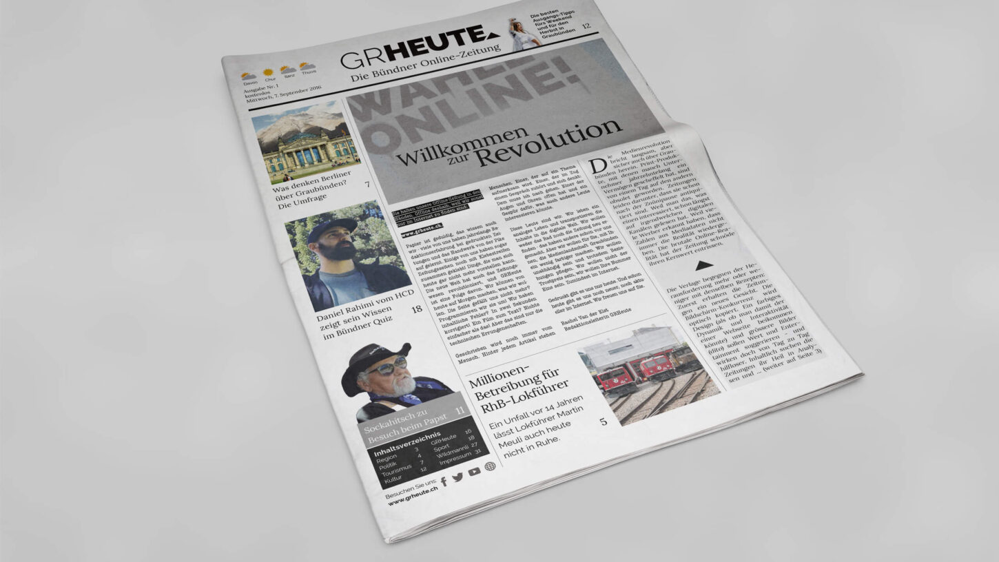Zum ersten Geburtstag der Bündner Online-Zeitung GRHeute gab es eine Print-Ausgabe.