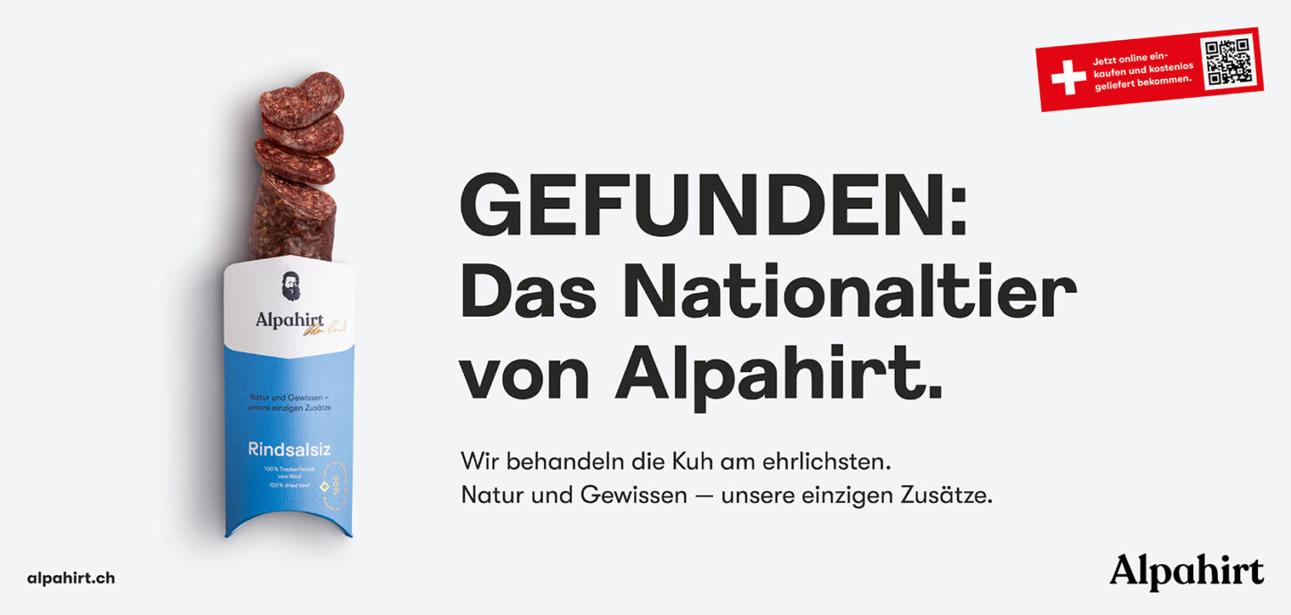 Plakat der Kampagne für Alpahirt zur erfolgreichen Suche nach dem Schweizer Nationaltier.